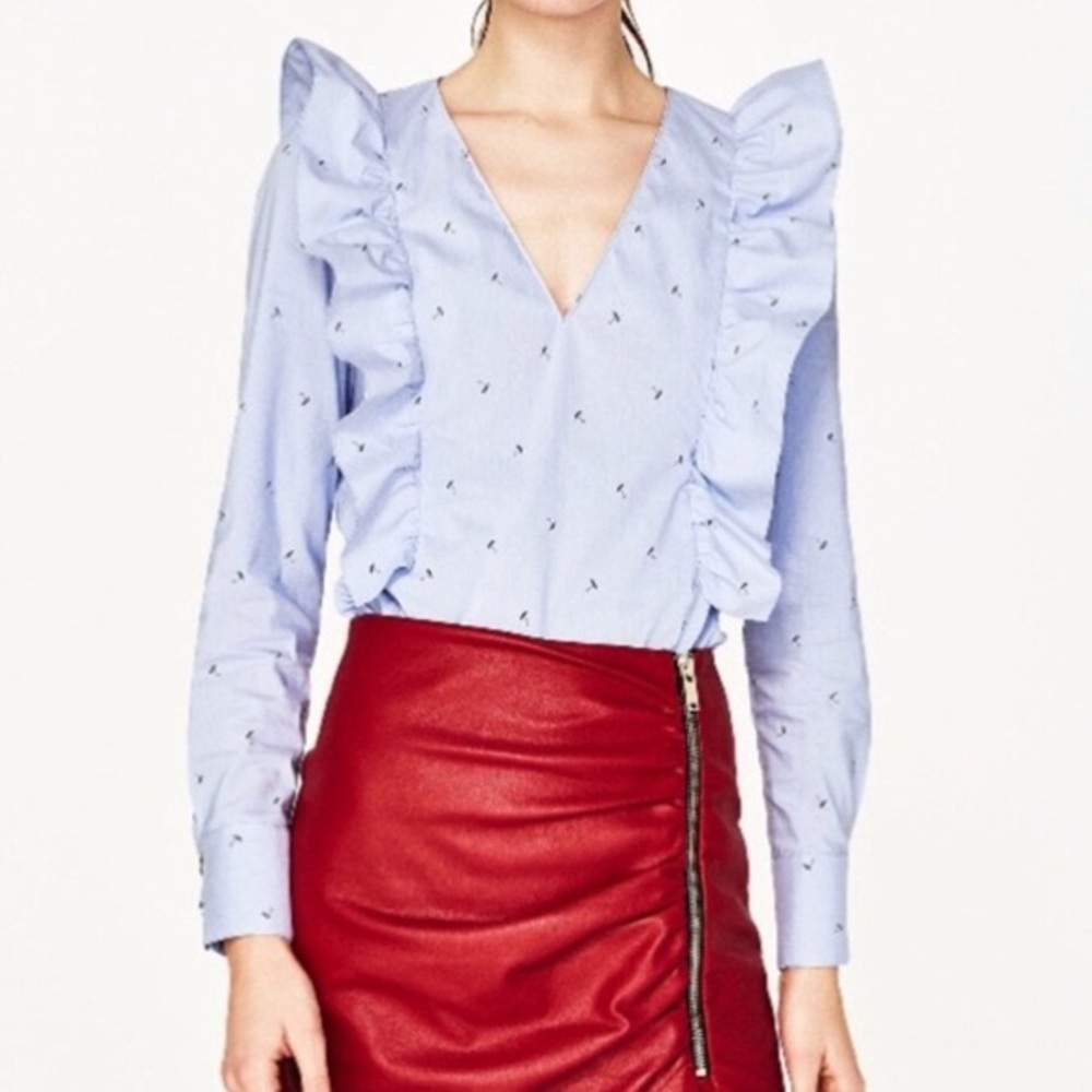 Zara Top w/ Umbrella Print- NWT